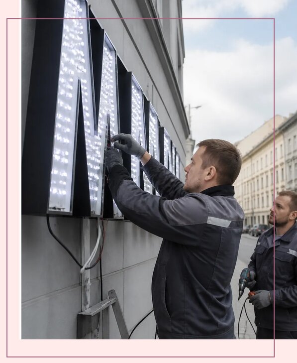 Изготовление и монтаж светодиодных LED вывесок в Георгиевске